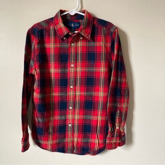 Ralph Lauren Boys Plaid Flannel Button Down Shirt Boys Size 7 - Picture 1 of 9